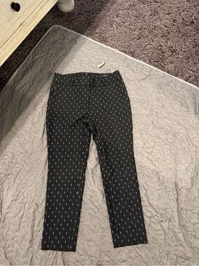 LOFT Black Ankle Pants with White Pin Dots